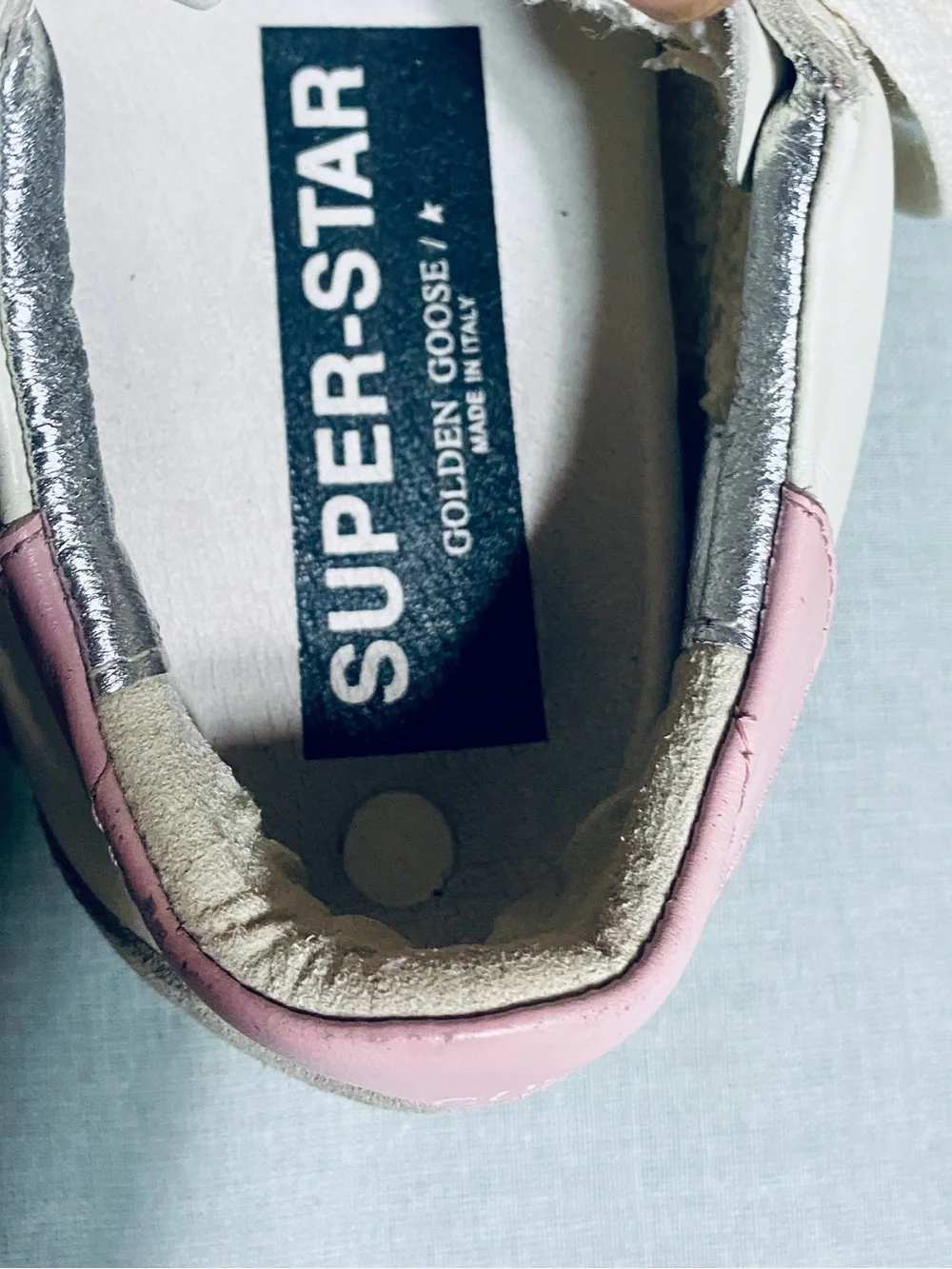 EUC WOMENS GOLDEN GOOSE SUPERSTAR White Leather Sneakers with Pink Heel